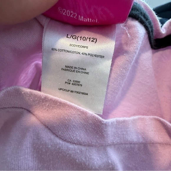 Kids Barbie Pink and Black Kids Pajamas Set size 10/12 - Picture 3 of 3